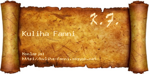 Kuliha Fanni névjegykártya